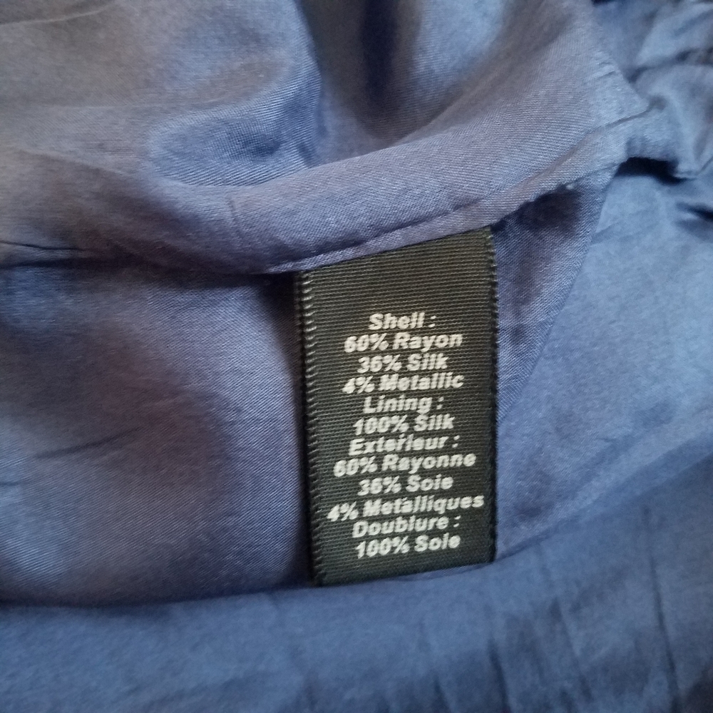 Elizabeth & James Rayon/SILK Blend Navy & Gold Metallic Cropped Pants S - Picture 9 of 15